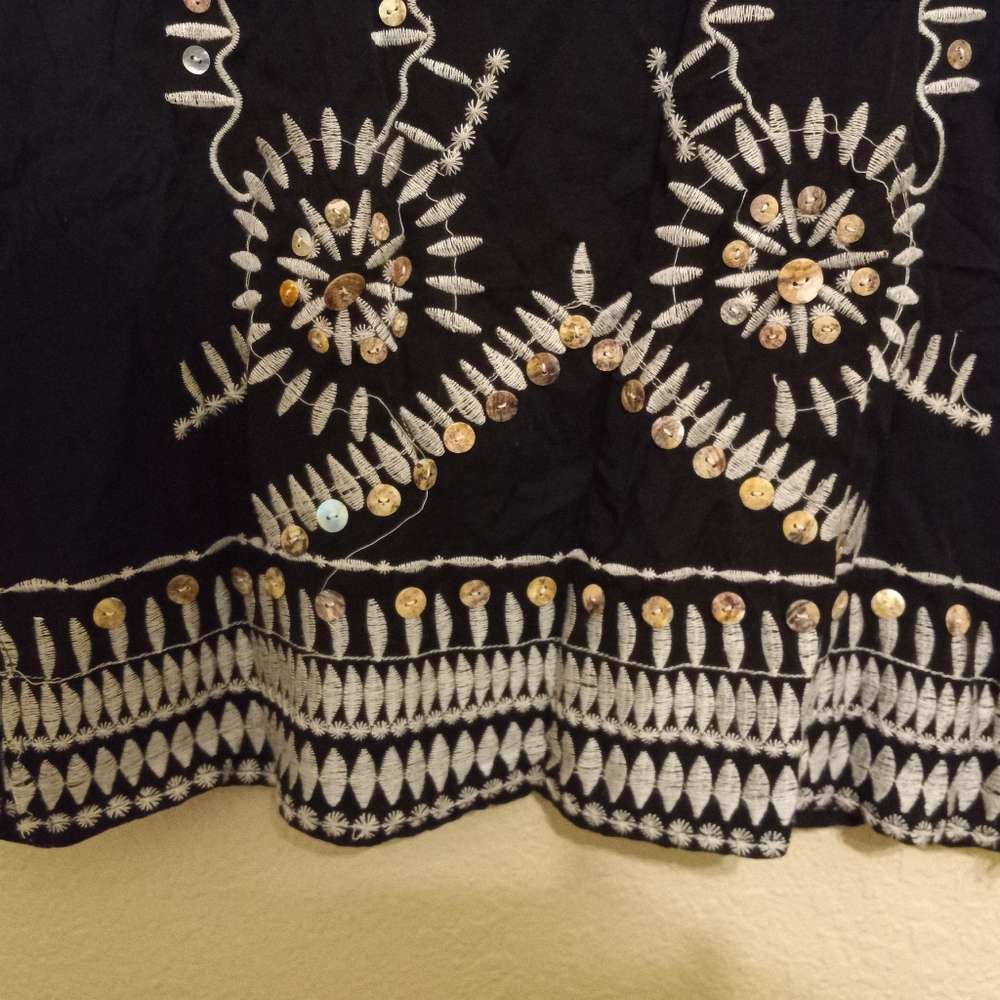 Monoreno Black Shell Beaded Button Embellished Dr… - image 3